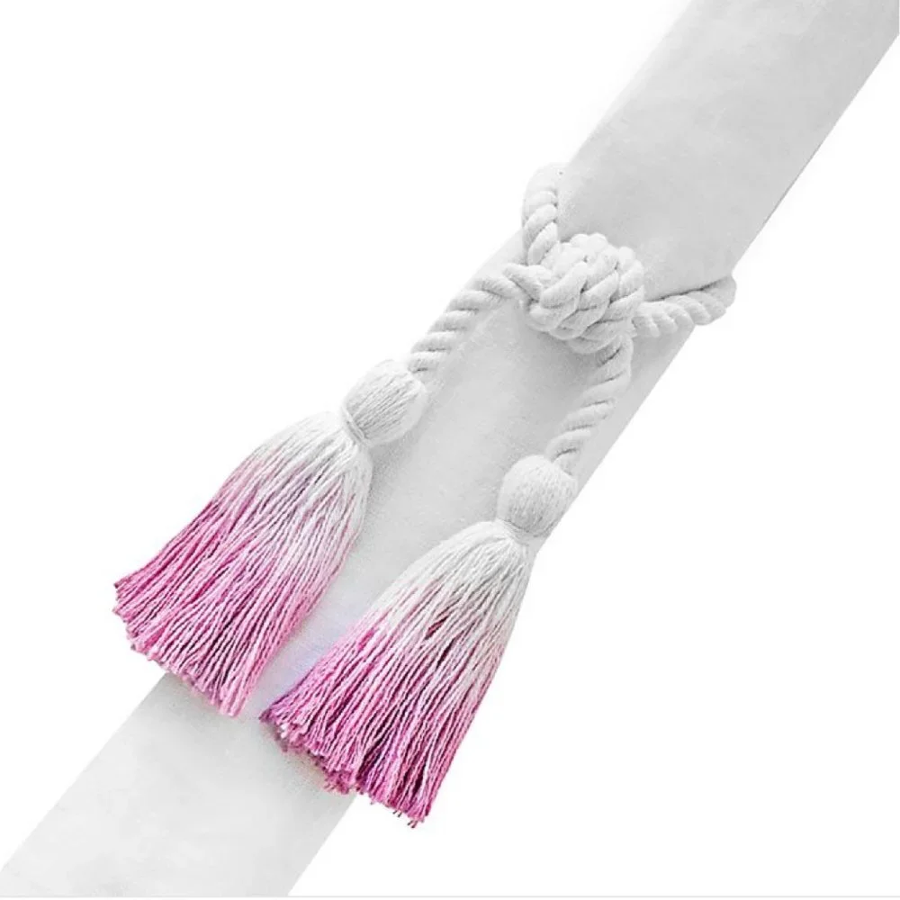 8 Wild Sage Colorful Ombre Rope Tassel Napkin Rings White Yellow Pink Blue Green